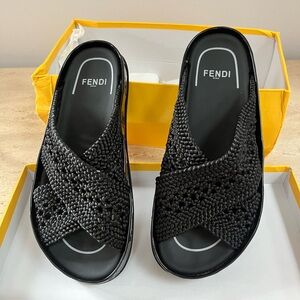 Fendi Black Slides